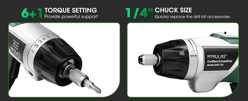 Electric Screwdriver Cordless Set, 3.6V Power Screwdriver Rechargeable with Light, Green Screw Gun with Pivoting Handle and Drill, 49 Pcs Accessories, 6+1 Torque Setting, 2000 mAh Battery