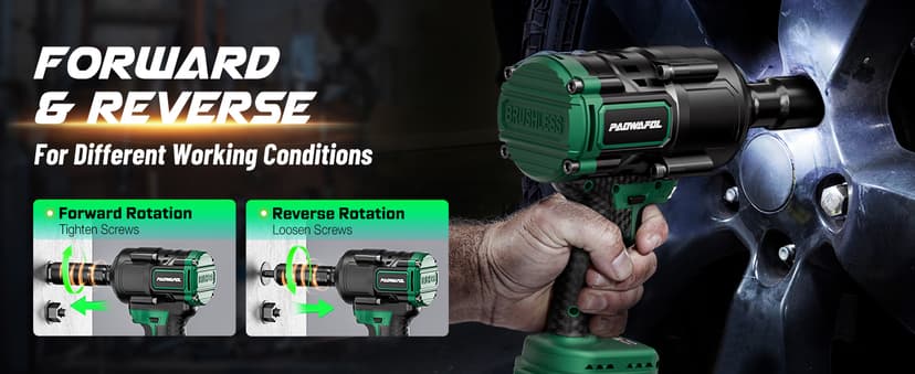 1500N.m(1106ft-lbs) Brushless Impact Wrench, High Torque 1/2" Impact Driver with 2* 21V 4.0AH Battery, Fast Charger, 5 Sockets & Storage Case, Cordless Impact Driver for Home Car Truck Tires