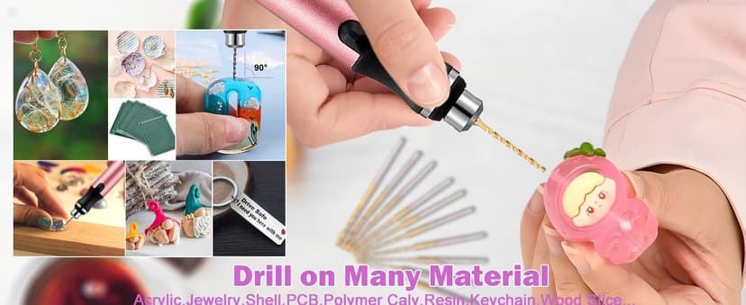 3-Speed Cordless Mini Drill Pen With 8 Small Drill Bits,Rechargeable Electric Hand Drill Pin Vise,Resin Drill Set For Jewelry Making,Resin,Plastic,Wood,Keychains DIY (PINK)