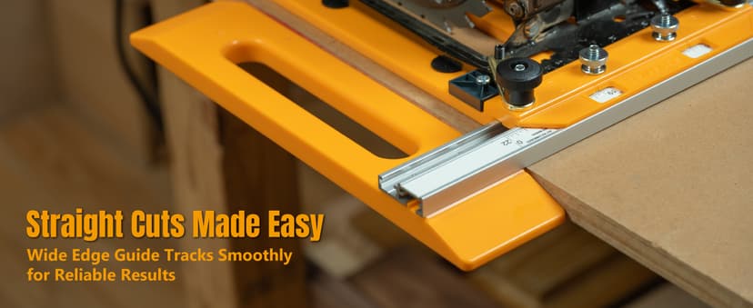 POWERTEC Circular Saw Guide Rail System – Rip-Cut Edge Guide Track for Straight Cuts in Plywood, Sheet Goods & Panels – Fits Left & Right Circular Saws – Portable Cutting Jig for Woodworking (72093)