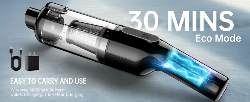 Handheld Vacuum Cordless, Portable Car Vacuum with 16000Pa Powerful Suction, Ultra-Lightweight 1.3lbs, Brushless Motor, Multiple Accessories for Home Office Car Pets Cleaning