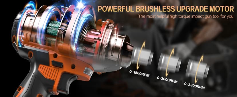 Cordless Impact Wrench, 665Ft-Ibs (900N.m) 1/2" Electric Impact Wrench, 21V Power Impact Drill with 2x 4.0Ah Battery, 6 Sockets, 8 Drill, 6 Screws, Impact Gun Variable Speeds for Car/Truck/Mower