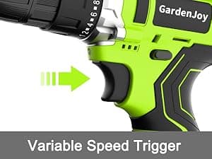 GardenJoy Cordless Power Drill Set: 12V Electric Drill with Battery and Charger, 65pcs Acessories, 3/8"Keyless Chuck, 2 Variable Speed, 24+1 Position, Compact Drill Driver Kit for Home & DIY Project