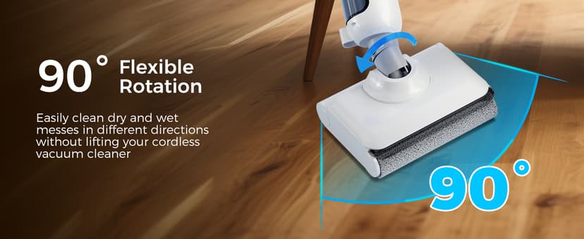 Smart Wet Dry Vacuum Cleaner,Cordless Vacuum Mop Combo with Edge Cleaning,All-in-One Floor Cleaner for Hard Floors,Self-Cleaning,35mins Runtime,LED Display,Voice Prompts