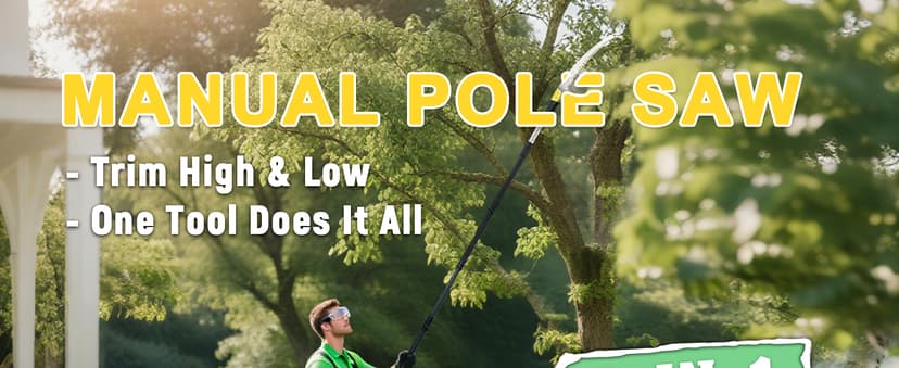 14.5FT Pole Saw with Adjustable Length for Tree Trimming, Lightweight Manual Pruning Saw with Mn Steel Blade, Long Extension Branch Cutter Pole Pruner for Yard, Garden, Patio & Forestry Use