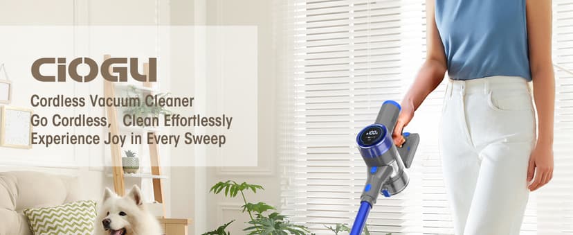 Cordless Vacuum Cleaner, 33KPA/400W Rechargeable Stick Vacuum Cleaner with 45 Mins Runtime, 6-in-1 Lightweight Portable Handheld Stick Vacuum for Home Hard Floor Carpet Car Pet Hair