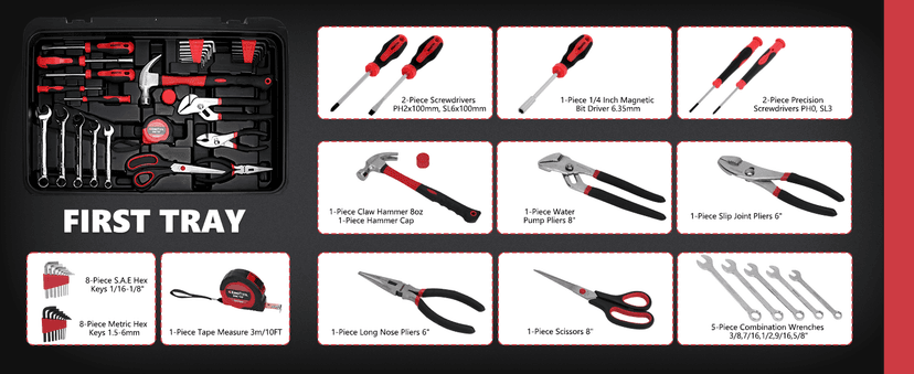 KINGTOOL Home Tool Set Kit - 286 PCS Home Auto Repair Tool Kit with Rolling Tool Box, Mechanic Tool Sets with 21V Max Cordless Power drill, Perfect for Homeowner, Diyer, Handyman