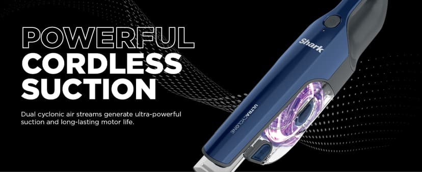 Shark CH964AMZ 2-in-1 Cordless & Handheld Vacuum Ultracyclone System, Ultra-Lightweight and Portable for Car and Home, Washable Filter, XL Dust Cup, Crevice Tool & Scrubbing Brush, Blue
