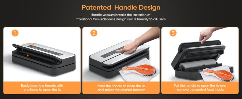 2025 Updated Stylish design Precision Vacuum Sealer Machine Pro for Food Saver, Concealed Handle 90Kpa Vacuum Sealers for Sous Vide,Liquid Food/Build with Cutter/Large Bag Storage/2 Bag Rolls