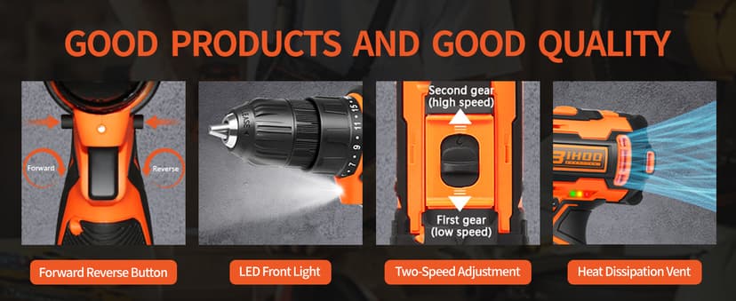 20v Drill Driver Set,Cordless Drill with Battery and Charger,LED Tools Kit,25+1 Torque Setting and 43pcs Drill Bits