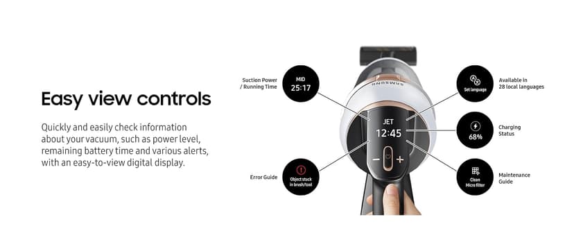 SAMSUNG BESPOKE Jet Cordless Stick Vacuum Cleaner w/ Clean Station, Powerful Multi-Surface Floor Cleaning for Carpet, Hardwood, Tile, 5-Layer Filter, Lightweight, VS20A9580VB/AA, 2023, Midnight Blue