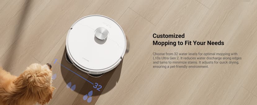 DREAME L10s Ultra Gen 2 Robot Vacuum and Mop, 10,000Pa Suction, MopExtend Technology, All-in-One Base Station, Pet-Friendly, Versatile Carpet Cleaning, DuoScrub Mopping System, Smart Pathfinder Tech