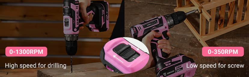 Power Drill Cordless: DEKO PRO Pink Cordless Drill 20V Electric Power Drill Set Tool for Women Drills with Battery and Charger 20 Volt Drills Driver Kit