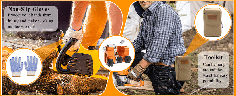 2025 Upgraded Chainsaw Sharpener with Tungsten Carbide Burr File, Hand-Cranked Chainsaw Sharpening Jig Kit, Chain Saw Sharpener Tool, Chainsaw Chain Sharpener