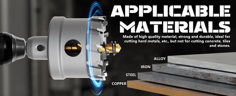 GSTK Upgrade Heavy Duty Carbide Hole Saw 14 Pcs,Metal Steel Hole Saw Drill Bit,TCT Hole Cutter,Alloy Hardness Upgrade, with 2*Extra Titanium Plated Pilot Center Drill and 2*L-Wrench