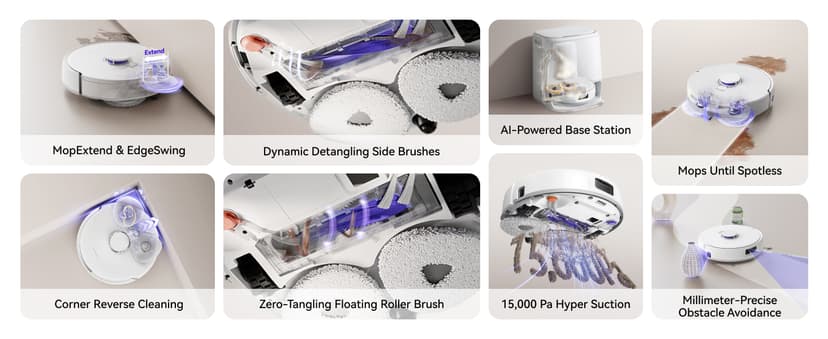 NARWAL Freo Z10 Robot Vacuum and Mop Combo, Tangle Free Robot Mop, 15,000Pa Suction, Adapts to Hard-to-Reach Areas, Self-Emptying, Mop Washing & Drying, Obstacle Avoidance, for Pet Hair & Hard Floor