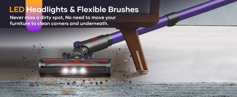 Cordless Vacuum Cleaner, 550W/45Kpa Stick Vacuum with Smart Display, MAX 65Mins Runtime Vacuum Cleaners for Home, Auto Mode & Anti-Tangle Lightweight Vacuum for Pet Hair/Carpet/Floor