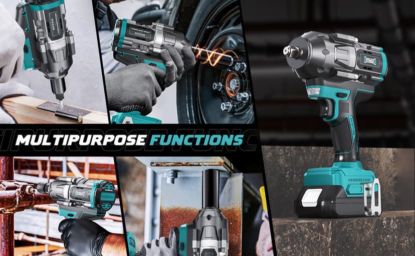 Cordless Impact Wrench 1/2 inch for Makita 18V Battery, 900Ft-lbs Brushless Electric Power Impact Driver Gun Tool, 2100RPM High Torque Impact Wrench with LED Work Light (Tool Only)