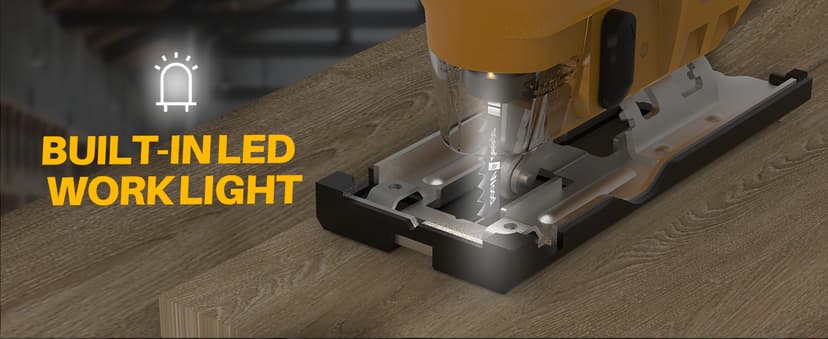 Jig saw compatible with Dewalt 20V Battery (Battery not Included) Cordless Jigsaw with LED Work Light, 0°- 45° Bevel Cuts, 3 Orbital Settings for Straight/Curve/Bevel/Circle Cutting