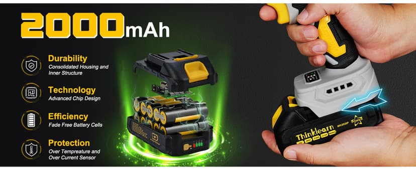 20V Brushless Drill Set, Cordless Power Drill with 2.0Ah Battery,119 PCS Combo Tool Kit for Men, 10mm 3/8" Keyless Chuck, 21+1 Torque Setting Power Tool Set for DIY Garden House Office Repair