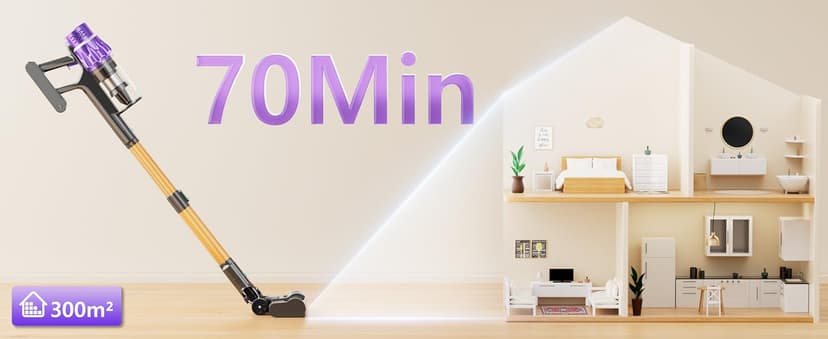 Cordless Vacuum Cleaner, 50KPA/70Mins Vacuum Cleaners for Home with Auto Dust Detection/LED Touch Display, Stick Vacuum Cordless Rechargeable, Pet Vacuum for Pet Hair,Hardwood Floor,Carpet