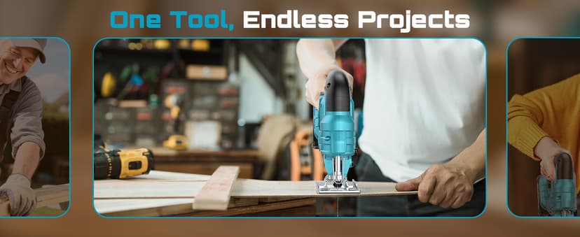 SEESII Cordless Jig Saw 21V, Electric Jigsaw Tool with 2× 2.0Ah Batteries, 2800RPM Variable Speed for Wood Cutting, 0°-45° Bevel Cuts, LED Light, 4 Orbital Settings for Straight/Curve/Circle Cutting