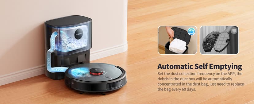 Robot Vacuum and Mop, Self-Emptying Robot Vacuum Cleaner with 5000Pa Suction, Laser Navigator with Smart Mapping Robotic Vacuums, 150Mins Runtime,Schedule,App Alexa Control for Carpet/Pet Hair,Q10 pro