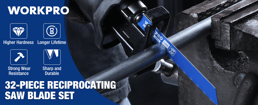 WORKPRO 32-Piece Reciprocating Saw Blade Set - Metal/Woodcutting Saw Blades, Pruner Saw Blades with Organizer Pouch