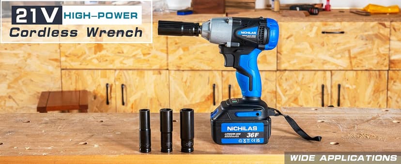 Cordless Impact Wrench, 2 IN 1 Screwdriver Head, 21V electric power wrench, 420Nm High Torque, 4 Pole Motor, Include Battery & Charger & Carrying Plastic Box