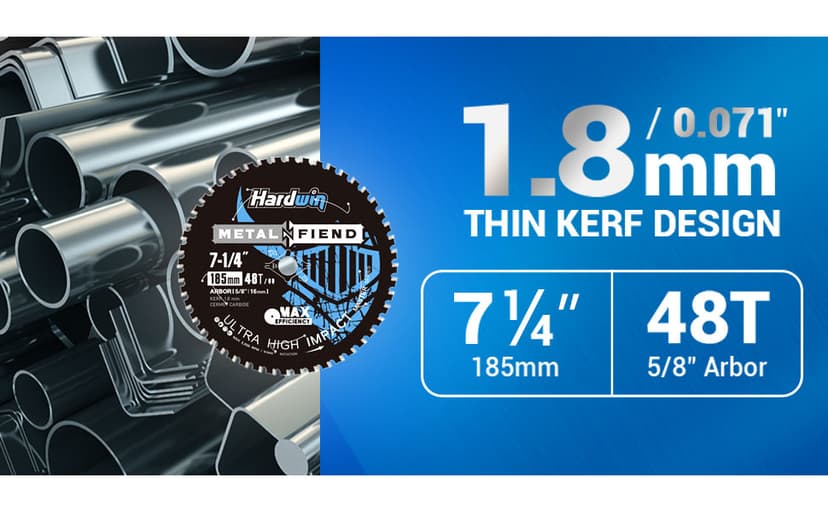7-1/4 Inch Metal Cutting Saw Blade - 48T Cermet Carbide Tipped for Rebar, Angle Iron, Pipes, Channels - 5/8" Arbor, Low-Heat Spark-Free Thin Kerf Design - Replacement for Diablo D0748CF