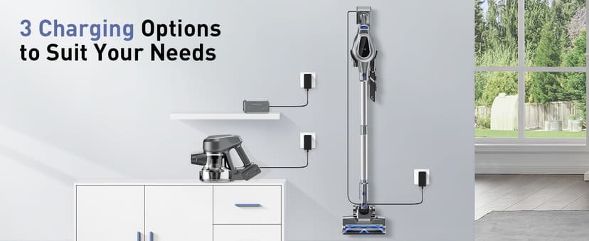 Cordless Vacuum Cleaner, Stick Vacuum Cleaners with 150AW Powerful Suction, Tangle-Free Tech for Home with LED Display for Carpet Hardwood Floor Pet Hair Car Cleaning