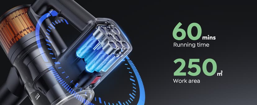 Cordless Vacuum Cleaner, 45Kpa 550W 60Mins Vacuum Cleaners for Home, Stick Vacuum Cordless Rechargeable, Wall Mount Charging, Self-Standing, Household Vacuum for Pet Hair/Carpet/Hardwood Floor(X9)