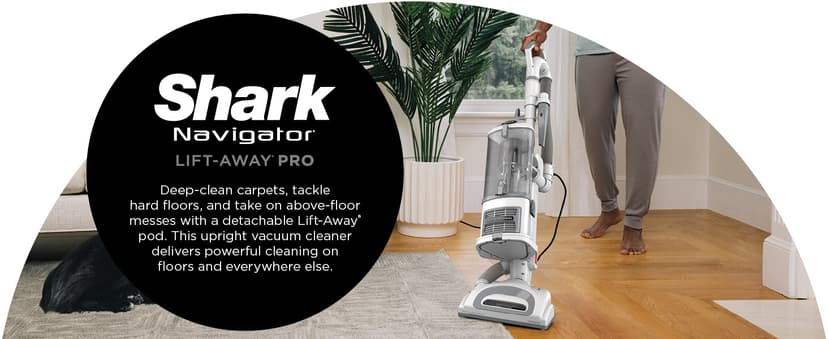 Shark | Upright Vacuum Cleaner | Navigator Lift-Away | Swivel Steering | HEPA Filter | Vacuum for Pet Hair | Crevice Tool & Dusting Brush Included | For Carpets & Hard Floors | White/Silver | NV356E