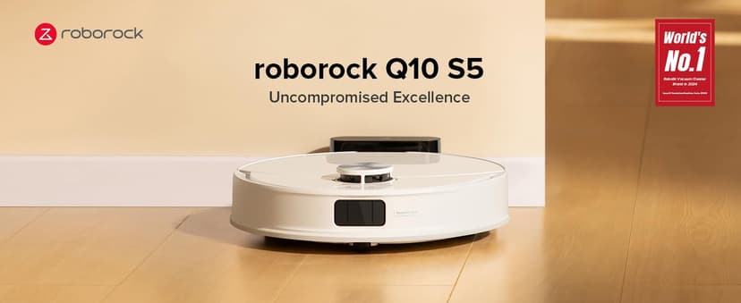 roborock Q10 S5 Robot Vacuum and Mop Cleaner, 10000Pa HyperForce Suction, Dual Anti-Tangle System, Auto-Lifting Mop, ReactiveTech Obstacle Avoidance, App Control, for Pet Hair and Carpet, White