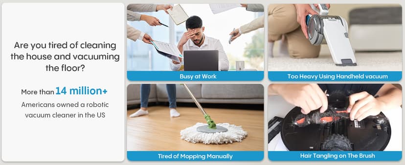 Robot Vacuum and Mop: 2-in-1 Robot Vacuum Cleaner 3000Pa Strong Suction & Tangle-Free & Alexa/APP Control & Self-Charging, Schedule Cleaning Robotic Vacuum for Pet Hair, Hard Floor, Carpet