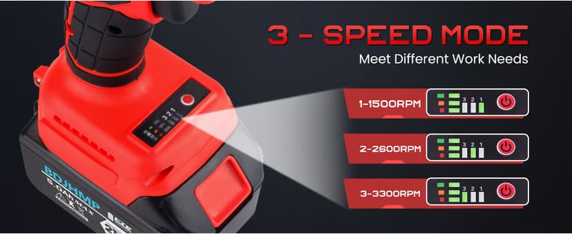 Cordless Impact Wrench, 1106 FT-lbs 1500Nm Brushless Impact Gun 1/2", 18V 2 * 5.0 Ah Multifunction Power Impact Driver for Home Car Truck Mower