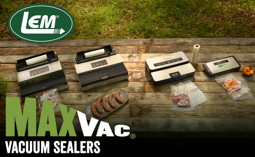 LEM Products MaxVac 1000 Stainless Steel Vacuum Sealer with Removable Bag Holder and Cutter, Silver and Black
