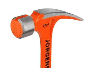 Jorgensen 20 oz Straight Claw Hammer with Magnetic Nail Holder, Rip Claw Hammer with Milled Face & Shock Absorbing Grip, Heavy Duty One-piece Forged Hammer