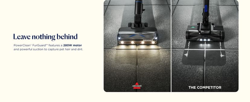 Bissell PowerClean FurGuard 280W Self-Standing Cordless Vacuum w/Self-Cleaning Brush Roll, Strong Suction, Removeable Battery, Wall Mount, Upholstery Tool & Bright Headlights