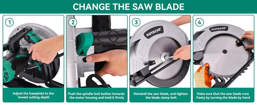 Hoteche 12-Inch Circular Saw 4-HP Compact Portable Table Saw with Saw Blade for Desktop Use