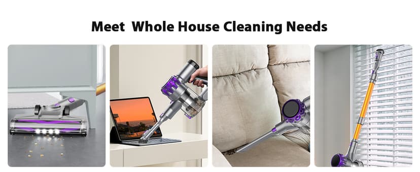 S3 Cordless Vacuum Cleaner, 45kPa Powerful Suction Vacuum Cleaners for Home, 55-Min Runtime Rechargeable Stick Vacuum, Self-Standing, for Pet Hair Carpet Hard Floor, LED Display