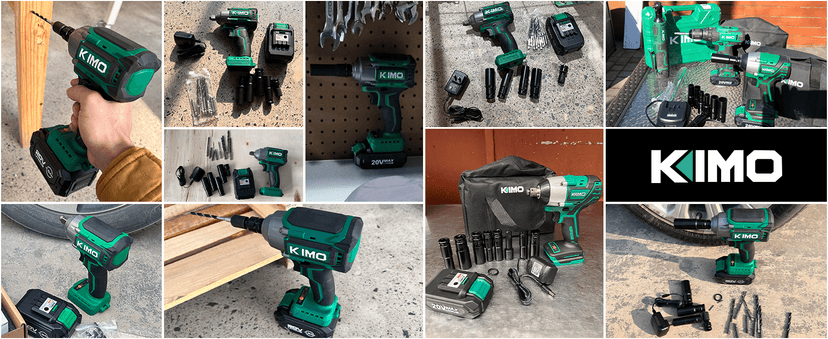 K I M O. Cordless Impact Wrench, Max Torque 406ft-lbs (550N.m) & 3000RPM, Premium Brake Stop, 1/2 lmpact Gun with 3000mAh Li-ion Battery, 7Drive lmpact Sockets, Fast Charger Impact Drill for Car Tires