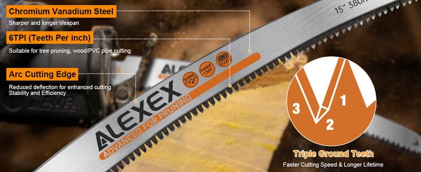 Japanese Teeth Sawzall Blades for Tree Trimming, 15 Inch Curved Edge Pruning Reciprocating Saw Blades 6TPI, Wood Cutting, Cr-V Sabre Saw Blades Better Wear Resistance 6 Pack