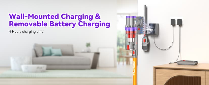 Coovy Cordless Vacuum Cleaner SU7, 580W 45Kpa 70 Minutes Runtime Stick Vacuum with Touch Screen, Anti-Tangle Wireless Powerful Lightweight Vac for Home Pet Hair Carpet Hardwood, Gold