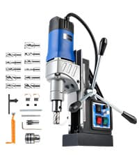ZELCAN Mag Drill Press with 6 Drill Bits, 1550W Portable Magnetic Press with 2" Boring Diameter, 0-580 rpm Stepless Speed & Reversible Direction, 2922 lbf Power Magnetic