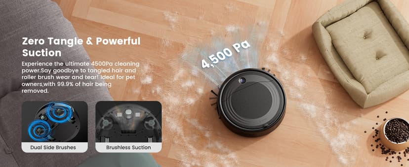 Lefant M310 Robot Vacuum Cleaner, 4500Pa Powerful Suction, PreciSense Obstacle Avoidance, Mini, Quite, 160 Mins Self-Charging Robotic Vacuums, App/Voice/Remote, Ideal for Pet Hair Hard Floors, Black