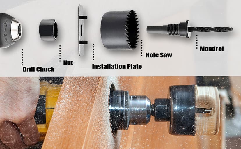 Hole Saw Set, 22PCS Hole Saw Kit with 3/4" to 5" (19mm-127mm) 13Pcs Saw Blades, Mandrels, Installation Plate, Drill Bits, Hex Key with Storage Box, Ideal for Soft Wood, Plywood, Drywall, PVC