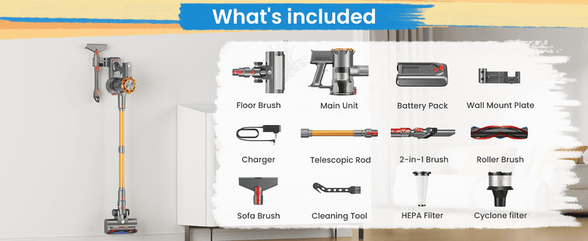 Cordless Vacuum Cleaner, 500W/45Kpa Vacuum Cleaners for Home with LED Display, 8 in 1 Lightweight Stick Vacuum with 50Min Runtime, Anti-tangle, Wall Mount Charging for HardFloor/Carpet/Pet Hair