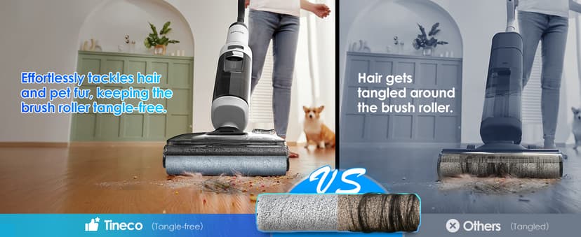 Tineco Floor ONE Stretch S6 Cordless Wet Dry Vacuum Cleaner, 180°Lay-Flat Smart Vacuum Mop, 40 Minutes Long Runtime 158℉ Flashdry Self-Cleaning, Dual-Sided Edge Cleaning Lightweight Floor Cleaner