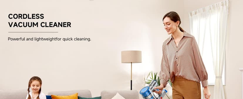 Cordless Vacuum Cleaner for Home, Powerful Stick Vacuum Cleaner with Rechargeable Battery, 6 in 1 Lightweight Handheld Vacuum, 45 Mins Runtime Cordless Vacuum for Hardfloor & Carpets Pet Hair,Blue